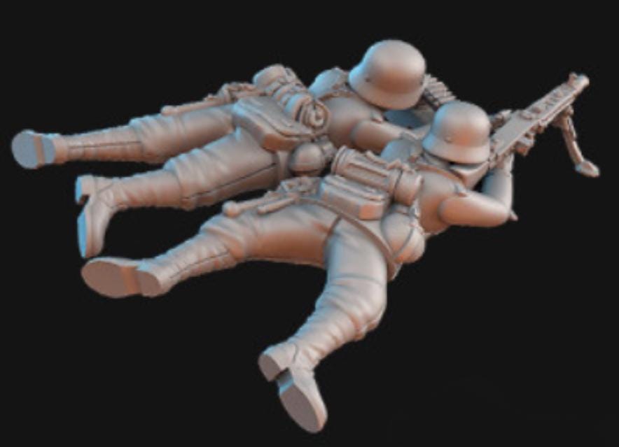 Weird War Infantry Squad – Heavy MG – 28mm Sci-Fi WWII Tabletop Proxies