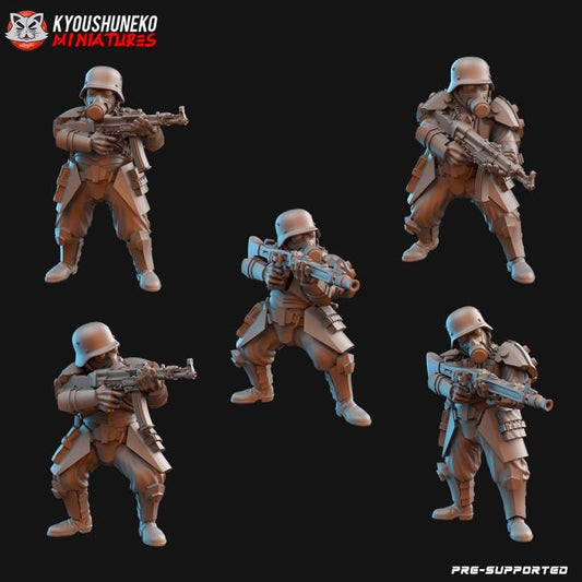 Weird War Infantry Squad – Heavy Commando (5 Miniatures) – 28mm Sci-Fi WWII Tabletop Proxies