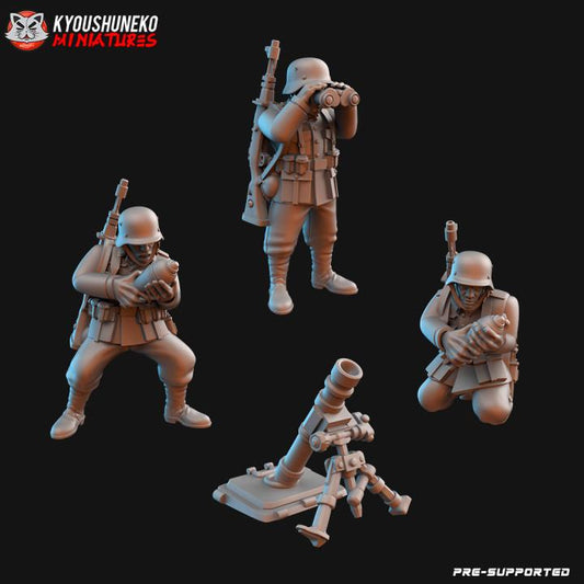 Weird War Infantry Squad – Heavy Mortar – 28mm Sci-Fi WWII Tabletop Proxies
