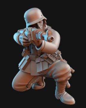 Weird War Infantry Squad – Riflemen C (5 Miniatures) – 28mm Sci-Fi WWII Tabletop Proxies