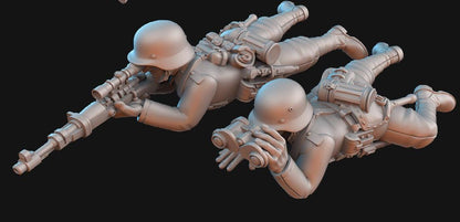 Weird War Infantry Squad – Sniper Team – 28mm Sci-Fi WWII Tabletop Proxies