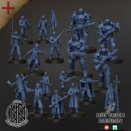 Grimdark Trench Proxy Miniatures – Antioch Infantry & Support Set – Tabletop Figures