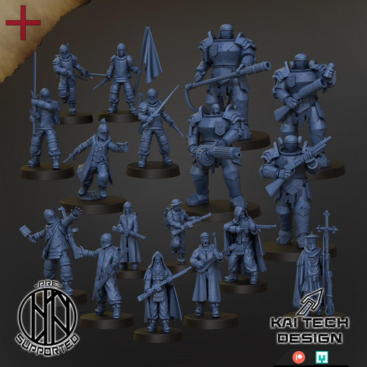 Grimdark Trench Proxy Miniatures – Antioch Infantry & Support Set – Tabletop Figures
