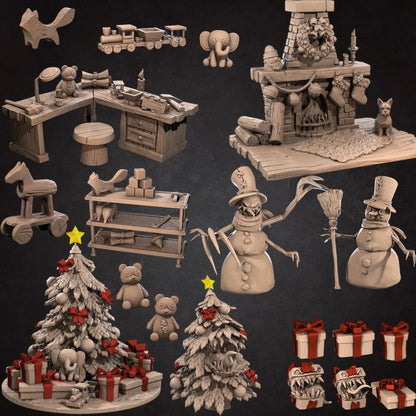 Terrain Bundle A - Fantasy RPG Terrain(20 pcs) - Tabletop RPG Mini - 32mm Resin Miniature - Iconic Terrain Christmas Edition
