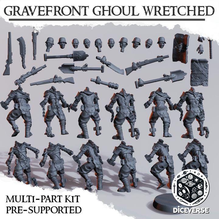 Grimdark Trench Proxy Miniatures – Wretched Infantry Set by Diceverse