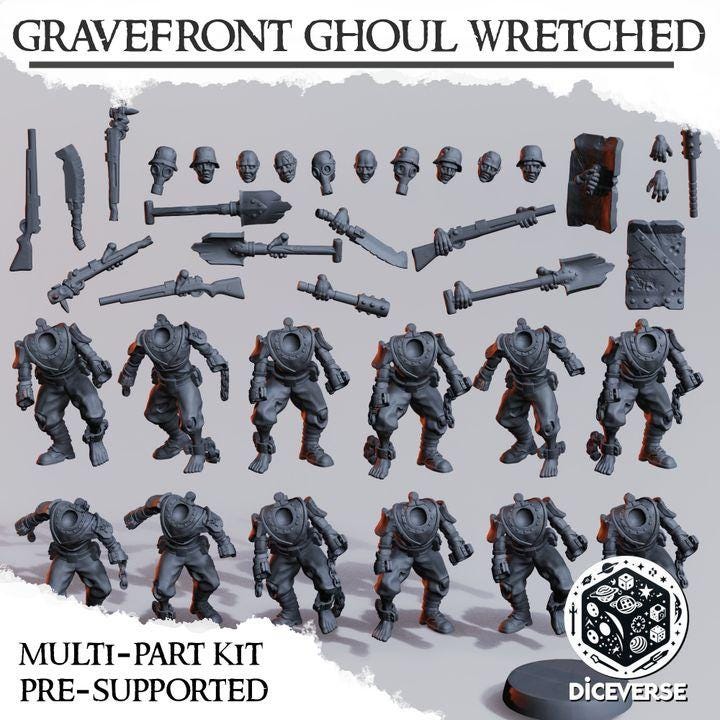 Grimdark Trench Proxy Miniatures – Wretched Infantry Set by Diceverse