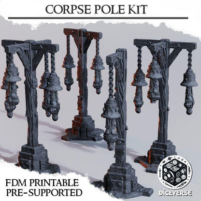 Grimdark Corpse Pole Terrain - Gothic Tabletop Scenery - Dark Fantasy Wargaming Terrain - 28mm 32mm RPG Battlefield Terrain - Resin Terrain