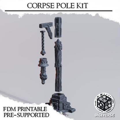Grimdark Corpse Pole Terrain - Gothic Tabletop Scenery - Dark Fantasy Wargaming Terrain - 28mm 32mm RPG Battlefield Terrain - Resin Terrain