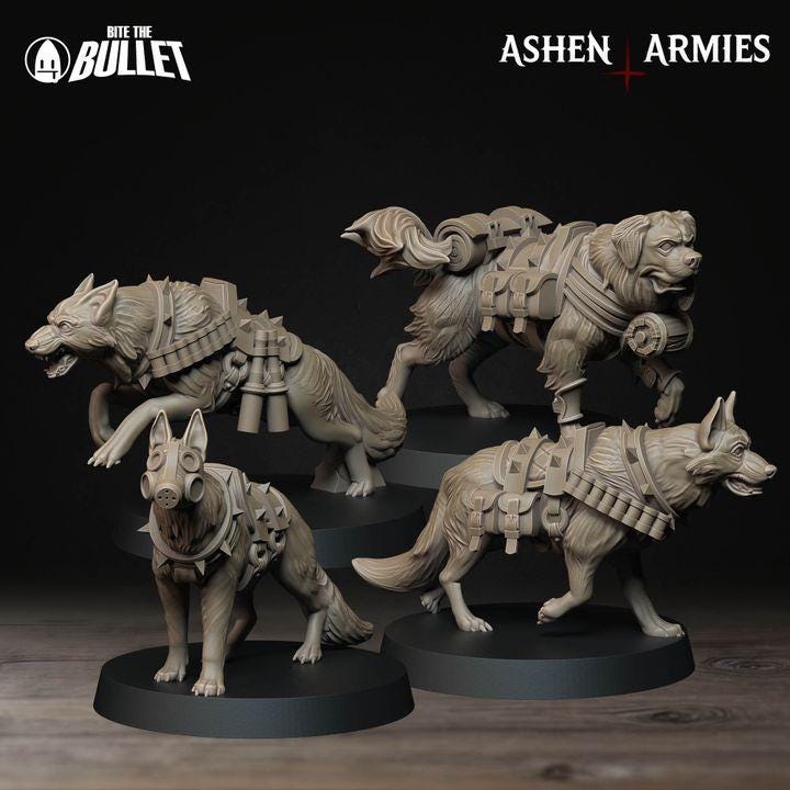 Grimdark Trench Warfare Proxy Miniatures – Red Armor Infantry & Support Set – 32mm Resin Warband