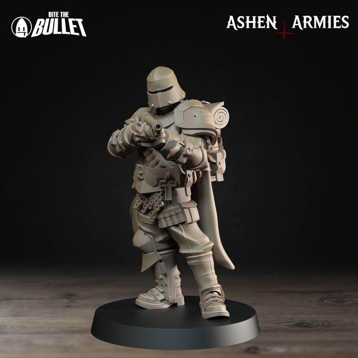 Grimdark Trench Warfare Proxy Miniatures – Red Armor Infantry & Support Set – 32mm Resin Warband