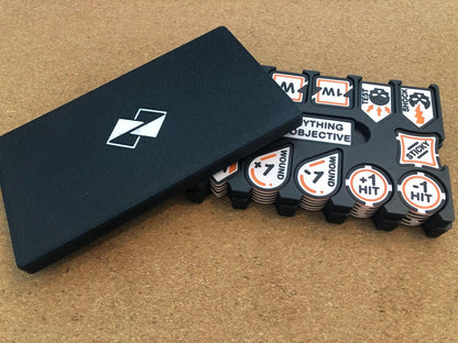 Tabletop Wargame Tokens Set with Storage Box – Hit Wound Status Markers for Games – Objective Markers for Sci-Fi Fantasy Wargaming