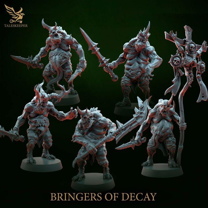 Bringers of Decay A - 32mm Resin Miniatures - Grimdark Tabletop Wrgame Army - RPG Mini Set DnD