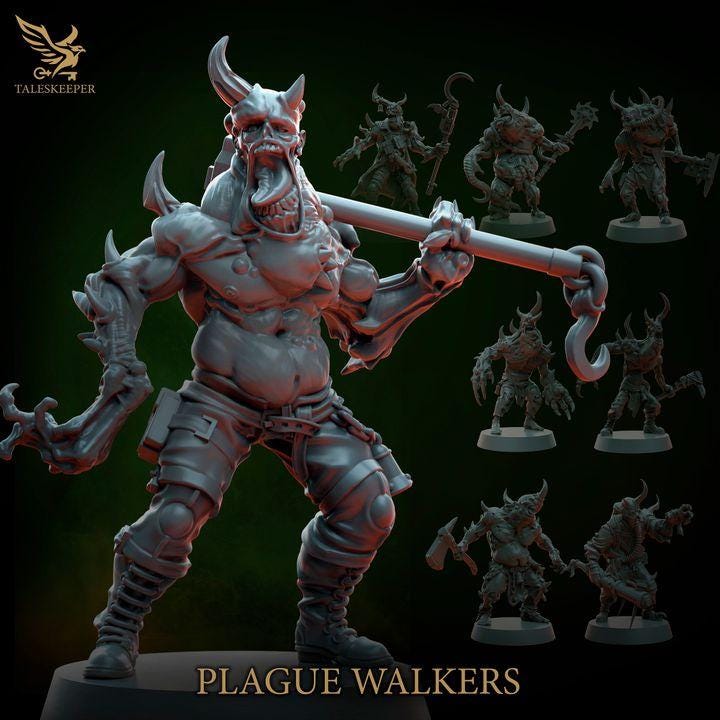 Plague Walkers - 32mm Resin Miniatures - Grimdark Tabletop Wargame Army - RPG Mini Set DnD