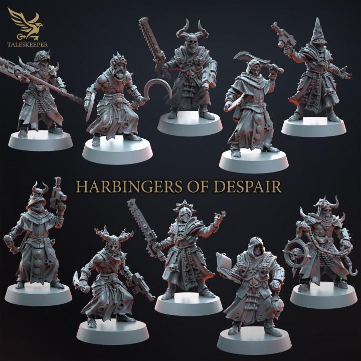 Harbringers of Despair - 32mm Resin Miniatures - Grimdark Tabletop Wrgame Army - RPG Mini Set DnD