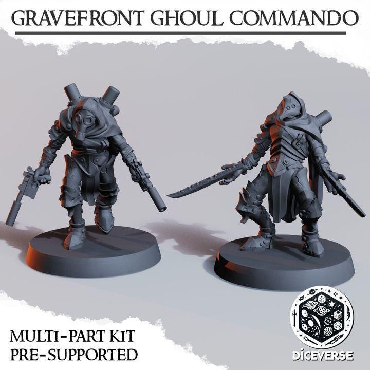 Grimdark Trench Proxy Miniature – Elite Assault Commander Ghoul Commando – Tabletop Figure