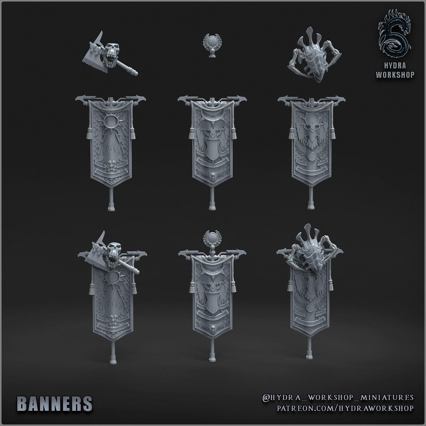 Grimdark Sci Fi Banner –  Bit Pack Set Proxy Miniatures for Tabletop Wargaming