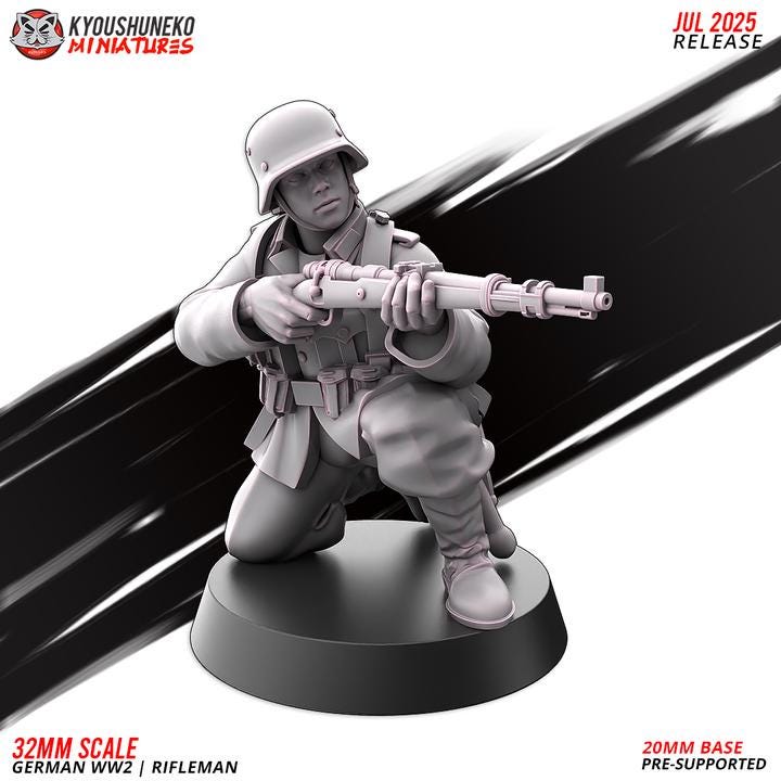 Weird War Infantry Squad – Riflemen (7 Miniatures) – 28mm Sci-Fi WWII Tabletop Proxies