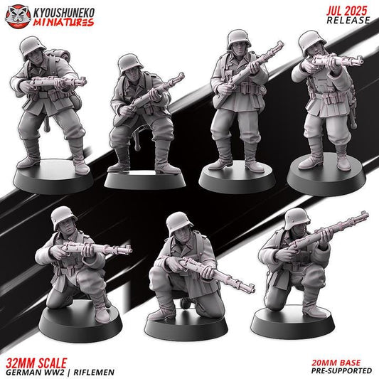 Weird War Infantry Squad – Riflemen (7 Miniatures) – 28mm Sci-Fi WWII Tabletop Proxies