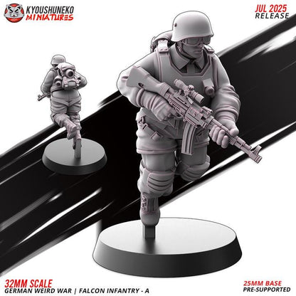 Weird War Infantry Squad – Falcon A (5 Miniatures) – 28mm Sci-Fi WWII Tabletop Proxies