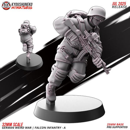Weird War Infantry Squad – Falcon A (5 Miniatures) – 28mm Sci-Fi WWII Tabletop Proxies