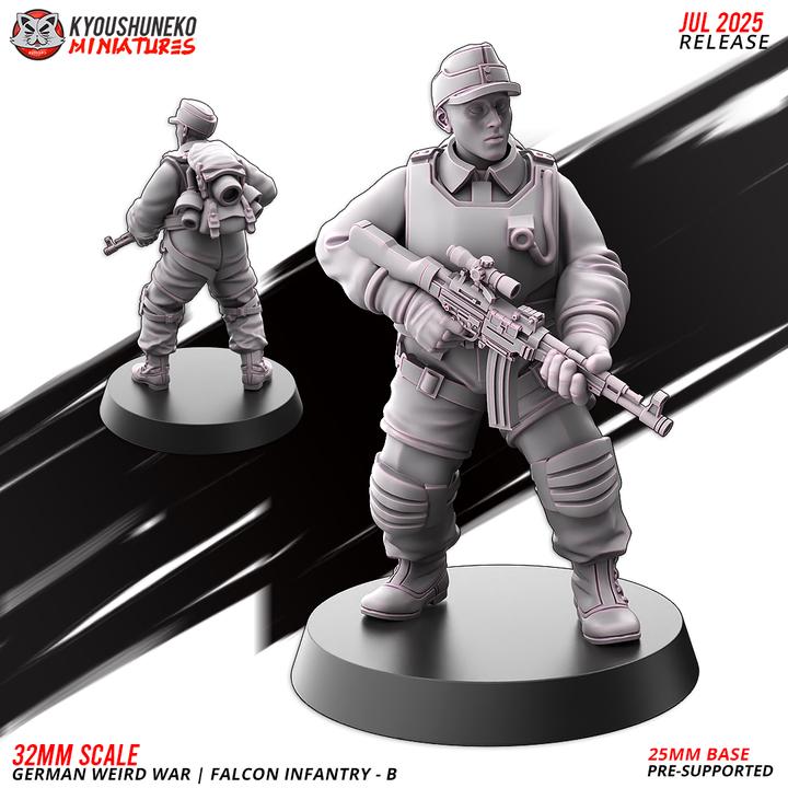 Weird War Infantry Squad – Falcon B (5 Miniatures) – 28mm Sci-Fi WWII Tabletop Proxies