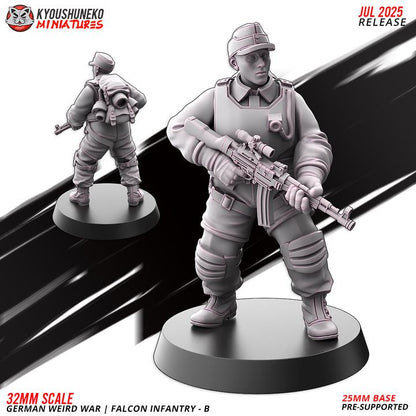 Weird War Infantry Squad – Falcon B (5 Miniatures) – 28mm Sci-Fi WWII Tabletop Proxies