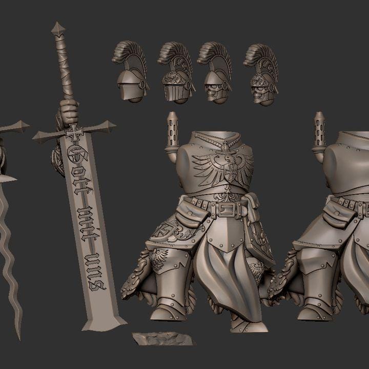 Grimdark Trench Proxy Miniature –Mechanical Lieutenant Soldier – Tabletop Figure