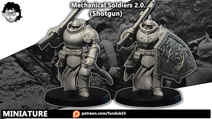 Grimdark Trench Proxy Miniature – Range Shotgun Shield Mechanical Soldier – Tabletop Figure