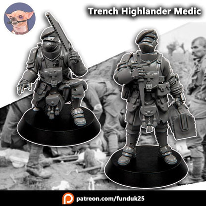Grimdark Trench Proxy Miniature –Medic Highlander Alba Soldier – Tabletop Figure