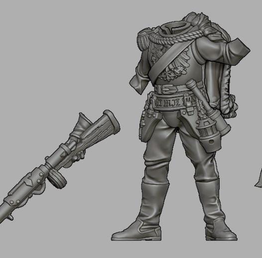 Grimdark Trench Proxy Miniature – Prussia Steel Hunter – Tabletop Figure