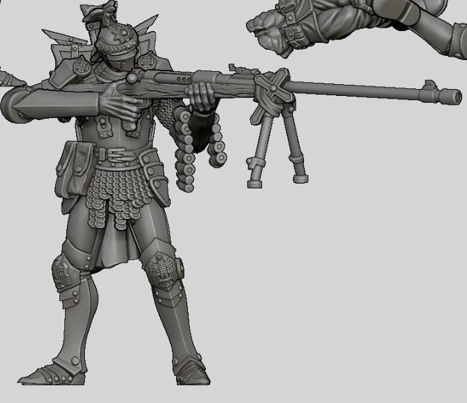 Grimdark Trench Proxy Miniature – Prussia Mercenary – Tabletop Figure