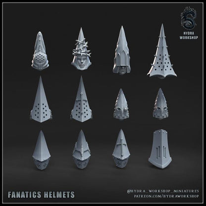 Grimdark Fanatical Helmets Pilgrim –  Bit Pack Set Proxy Miniatures for Tabletop Wargaming