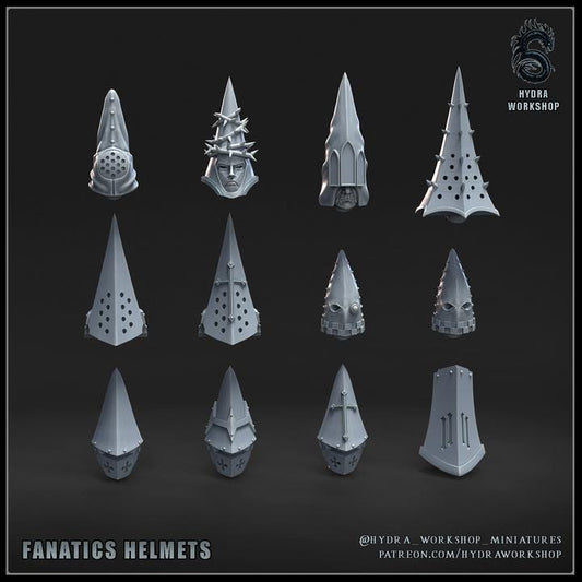 Grimdark Fanatical Helmets Pilgrim –  Bit Pack Set Proxy Miniatures for Tabletop Wargaming