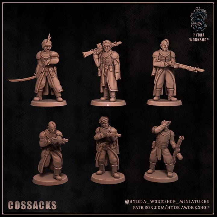 Grimdark Trench Proxy Miniatures – Cossacks Warband Expansion Set A