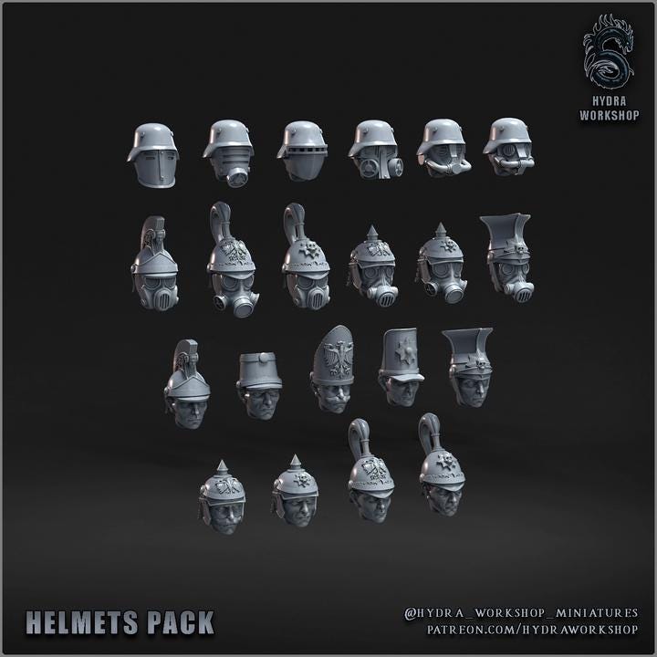 Grimdark Prussia Helmets Antioch(Only Gas Masks) –  Bit Pack Set Proxy Miniatures for Tabletop Wargaming
