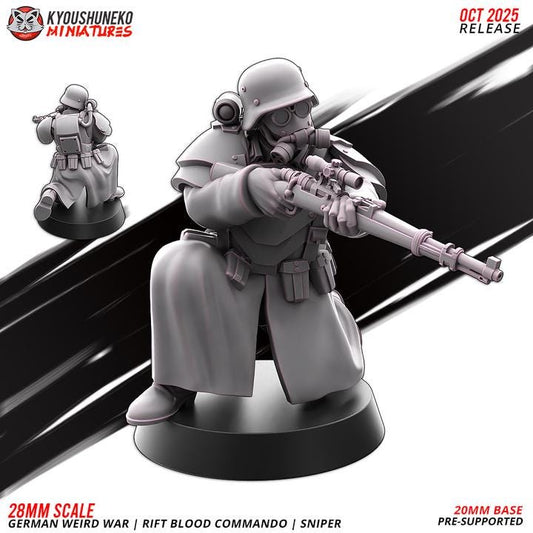 Weird War Infantry Squad – German Commando Sniper – 28mm Sci-Fi WWII Tabletop Proxies