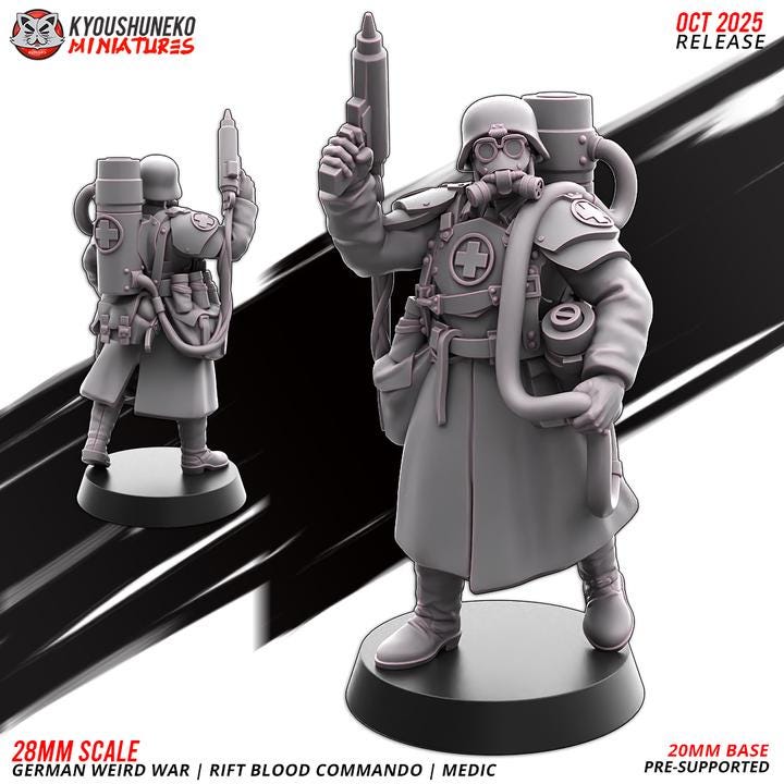 Weird War Infantry Squad – German Commando Medic – 28mm Sci-Fi WWII Tabletop Proxies