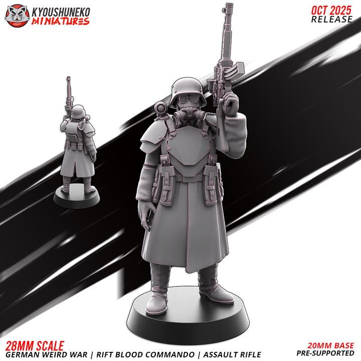 Weird War Infantry Squad – German Commando Assault Rifle Team – 28mm Sci-Fi WWII Tabletop Proxies