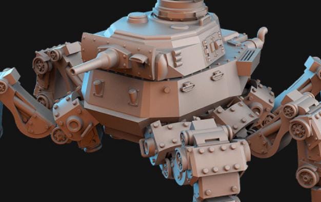 Weird War Spider Tank – Heavy Walker – 32mm Sci-Fi WWII Tabletop Proxies