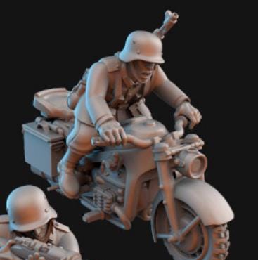 Weird War Zundap Motorcycle – Biker Unit – 32mm Sci-Fi WWII Tabletop Proxies