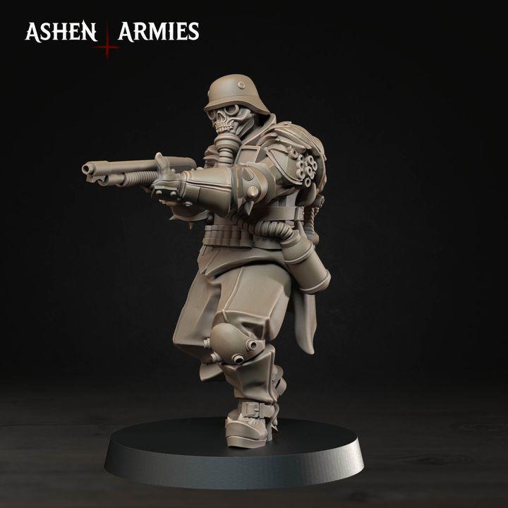 Grimdark Trench Warfare Proxy Miniatures – Devils Infantry & Leader Set – 32mm Resin Warband