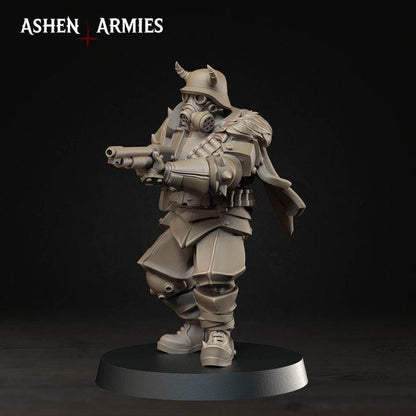 Grimdark Trench Warfare Proxy Miniatures – Devils Infantry & Leader Set – 32mm Resin Warband