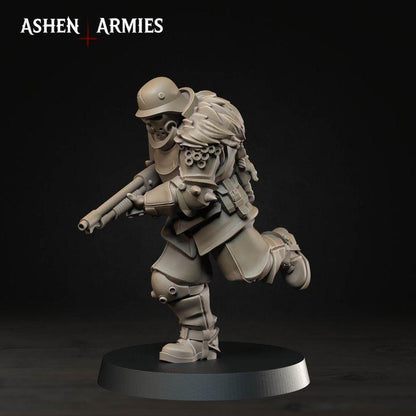 Grimdark Trench Warfare Proxy Miniatures – Devils Infantry & Leader Set – 32mm Resin Warband