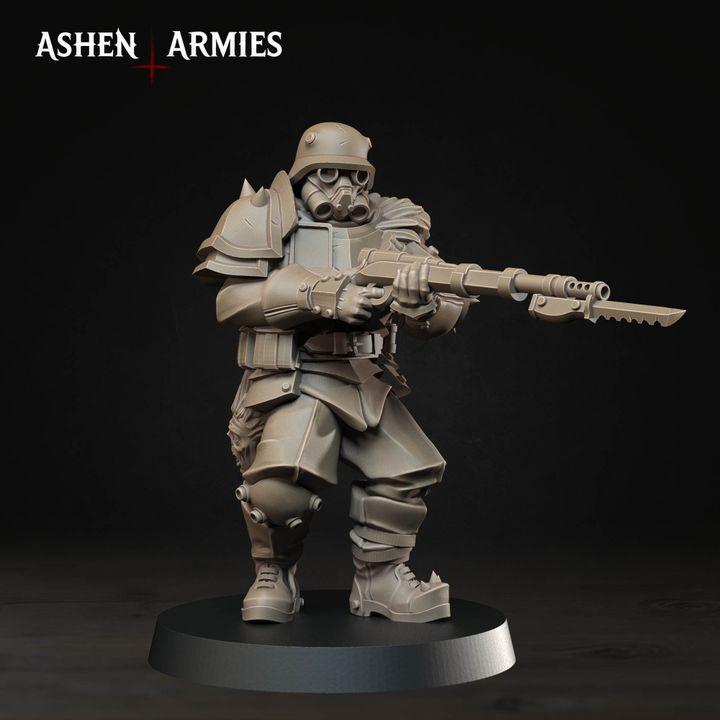 Grimdark Trench Warfare Proxy Miniatures – Devils Infantry & Leader Set – 32mm Resin Warband