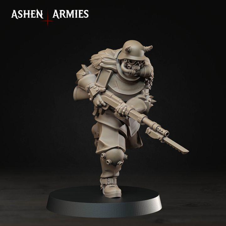Grimdark Trench Warfare Proxy Miniatures – Devils Infantry & Leader Set – 32mm Resin Warband