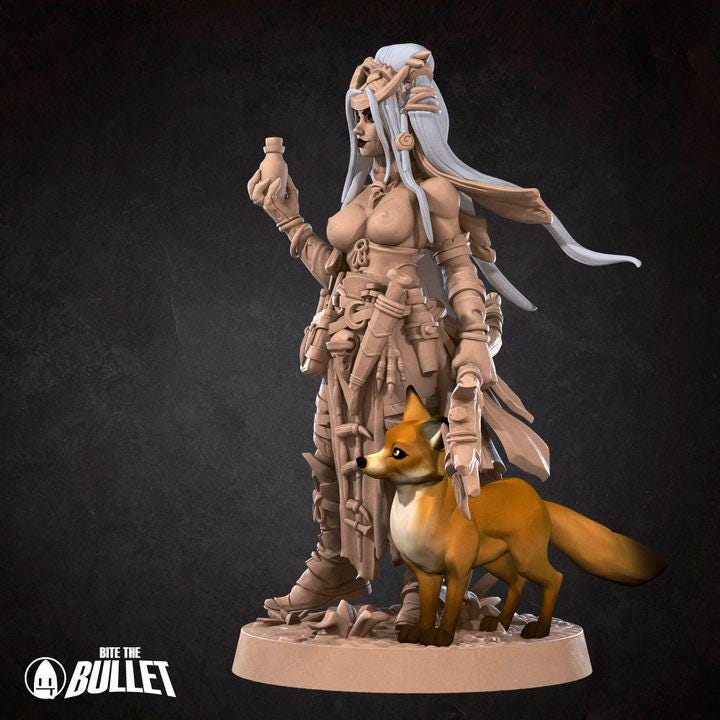 Human Witch Miniature - Fantasy RPG Character - Tabletop RPG Mini - 32mm Resin Miniature - Sorceres Wizard Mini