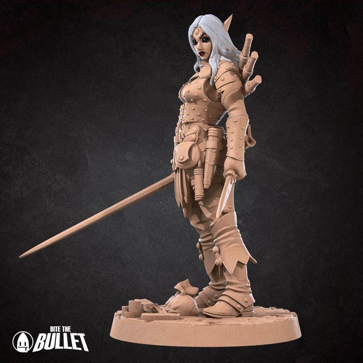 Elf Rogue Miniature - Fantasy RPG Character - Tabletop RPG Mini - 32mm Resin Miniature - Rogue Sword Mini