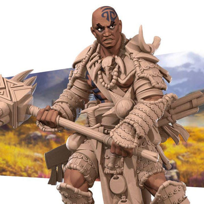 Human Barbar Miniature - Fantasy RPG Character - Tabletop RPG Mini - 32mm Resin Miniature - Warrior Fighter Mini