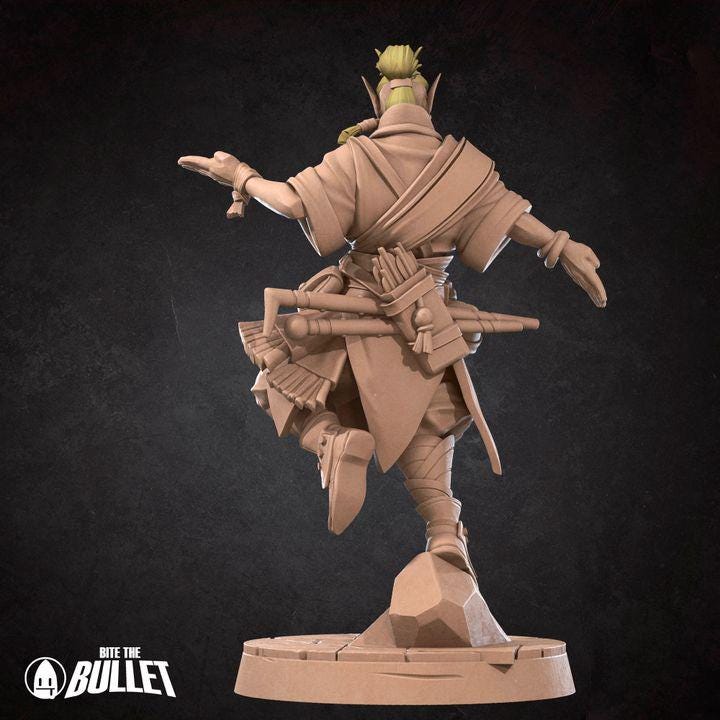 Elf Monk Miniature - Fantasy RPG Character - Tabletop RPG Mini - 32mm Resin Miniature - Elf Physical Mini