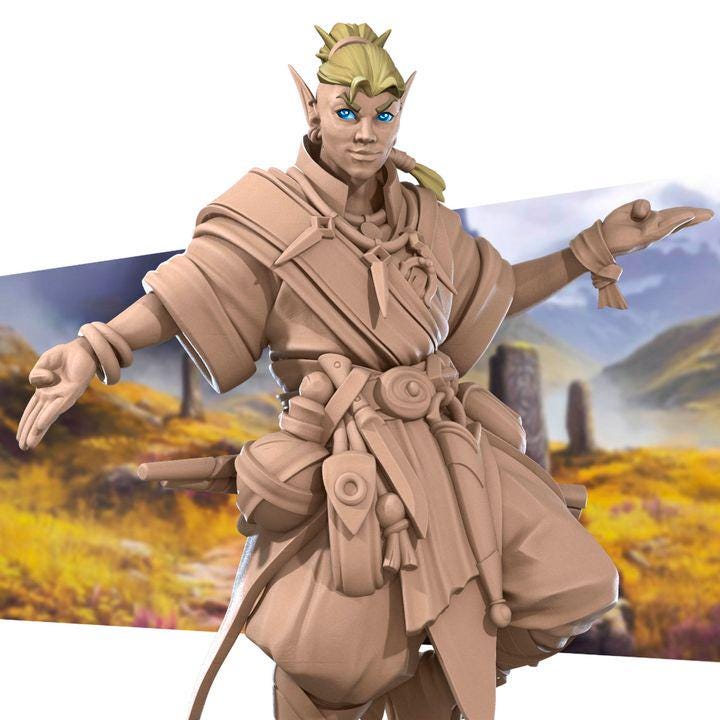 Elf Monk Miniature - Fantasy RPG Character - Tabletop RPG Mini - 32mm Resin Miniature - Elf Physical Mini